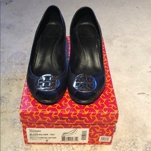 Tory Burch wedges- Sally 2 Tumbled Black Leather